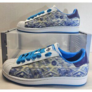 Adidas Men's Tie-Dye Blue/White/Turquoise Uprock 4E Superstar Sneakers Size 8.5